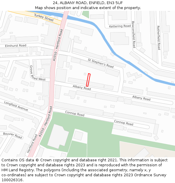 24, ALBANY ROAD, ENFIELD, EN3 5UF: Location map and indicative extent of plot