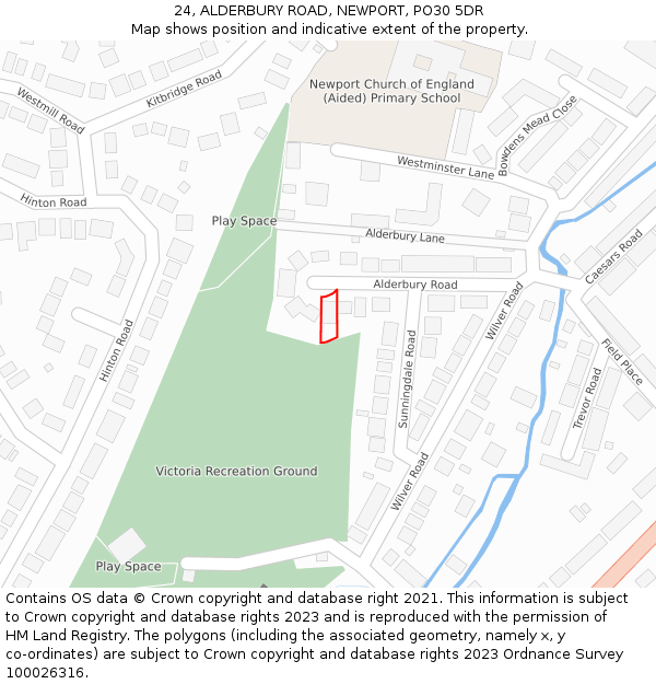 24, ALDERBURY ROAD, NEWPORT, PO30 5DR: Location map and indicative extent of plot
