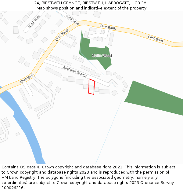 24, BIRSTWITH GRANGE, BIRSTWITH, HARROGATE, HG3 3AH: Location map and indicative extent of plot