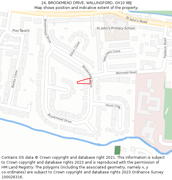 24, BROOKMEAD DRIVE, WALLINGFORD, OX10 9BJ: Location map and indicative extent of plot