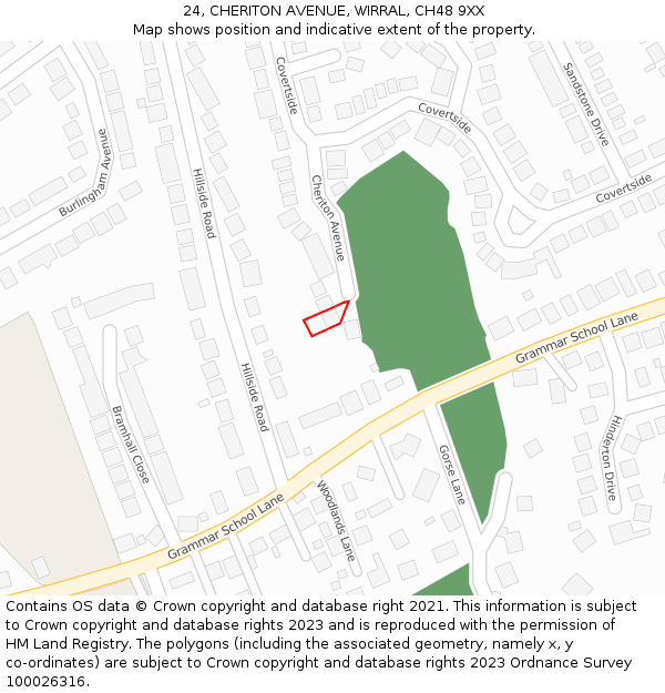 24, CHERITON AVENUE, WIRRAL, CH48 9XX: Location map and indicative extent of plot