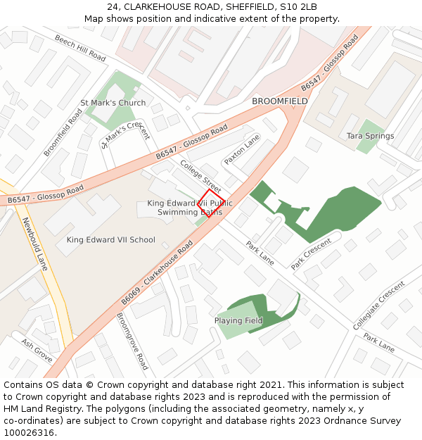 24, CLARKEHOUSE ROAD, SHEFFIELD, S10 2LB: Location map and indicative extent of plot