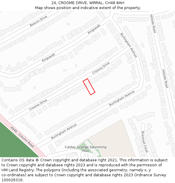 24, CROOME DRIVE, WIRRAL, CH48 8AH: Location map and indicative extent of plot