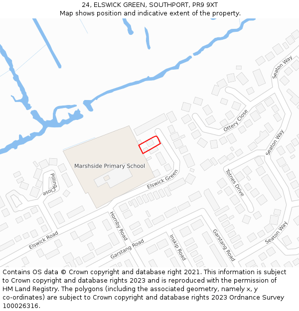 24, ELSWICK GREEN, SOUTHPORT, PR9 9XT: Location map and indicative extent of plot