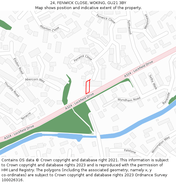 24, FENWICK CLOSE, WOKING, GU21 3BY: Location map and indicative extent of plot