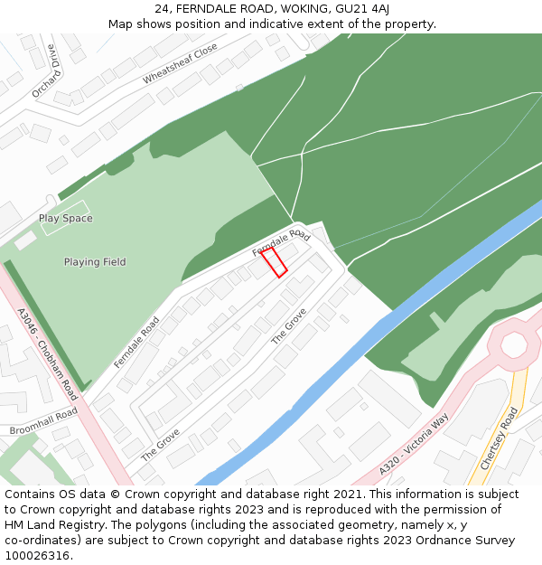 24, FERNDALE ROAD, WOKING, GU21 4AJ: Location map and indicative extent of plot