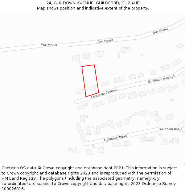 24, GUILDOWN AVENUE, GUILDFORD, GU2 4HB: Location map and indicative extent of plot