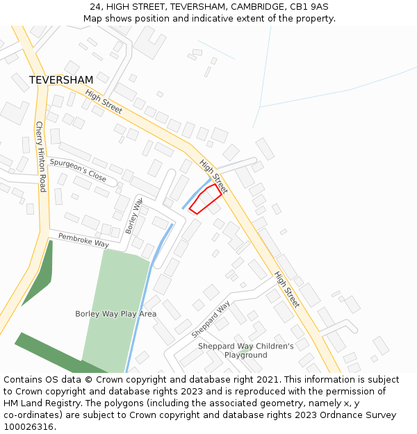 24, HIGH STREET, TEVERSHAM, CAMBRIDGE, CB1 9AS: Location map and indicative extent of plot