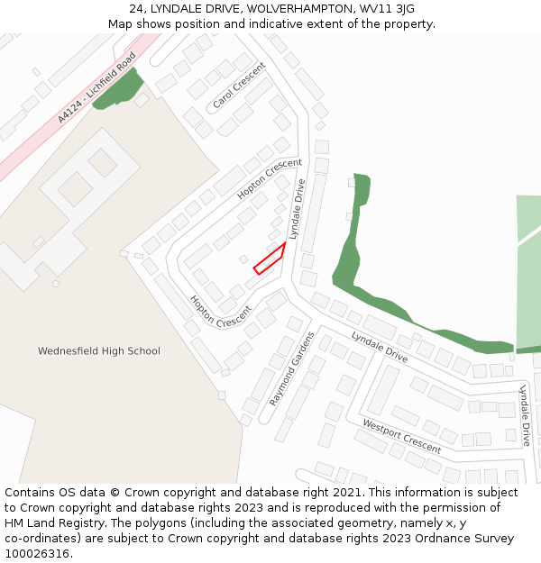 24, LYNDALE DRIVE, WOLVERHAMPTON, WV11 3JG: Location map and indicative extent of plot