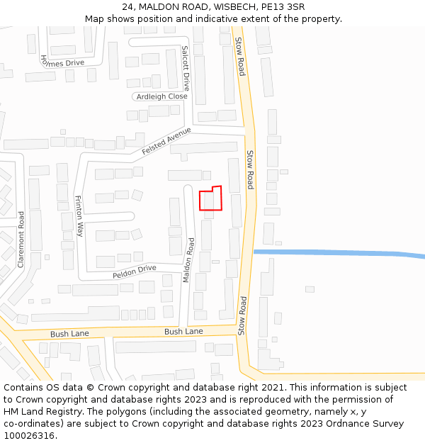 24, MALDON ROAD, WISBECH, PE13 3SR: Location map and indicative extent of plot