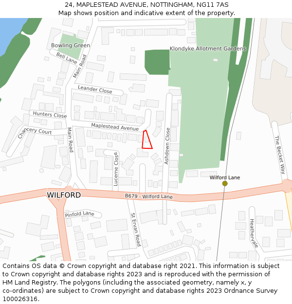 24, MAPLESTEAD AVENUE, NOTTINGHAM, NG11 7AS: Location map and indicative extent of plot