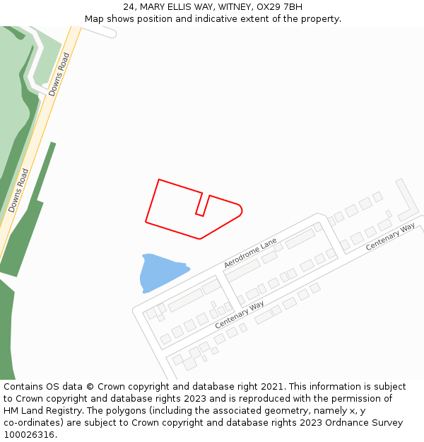 24, MARY ELLIS WAY, WITNEY, OX29 7BH: Location map and indicative extent of plot