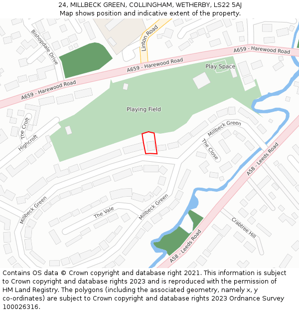 24, MILLBECK GREEN, COLLINGHAM, WETHERBY, LS22 5AJ: Location map and indicative extent of plot