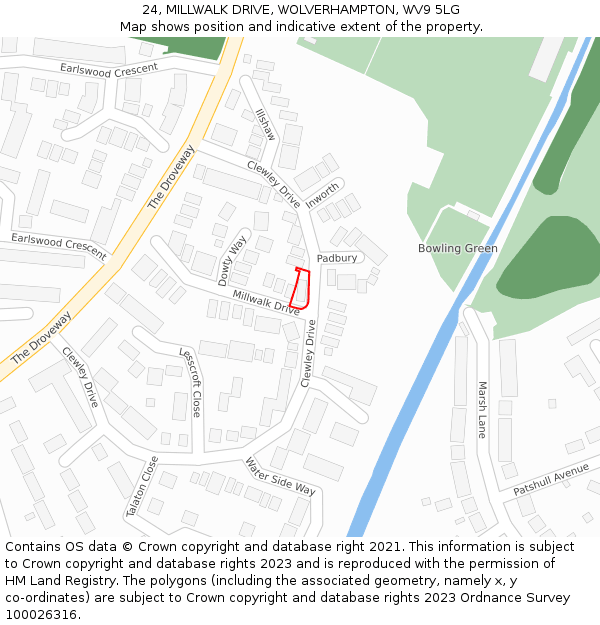 24, MILLWALK DRIVE, WOLVERHAMPTON, WV9 5LG: Location map and indicative extent of plot