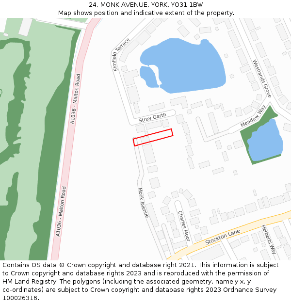 24, MONK AVENUE, YORK, YO31 1BW: Location map and indicative extent of plot