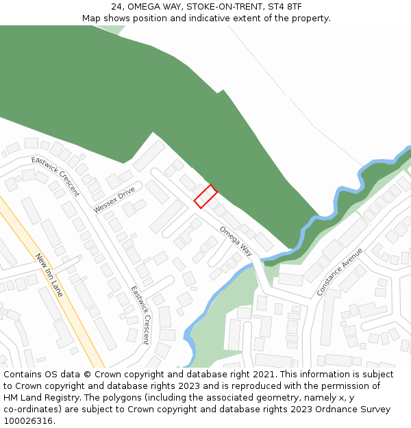 24, OMEGA WAY, STOKE-ON-TRENT, ST4 8TF: Location map and indicative extent of plot