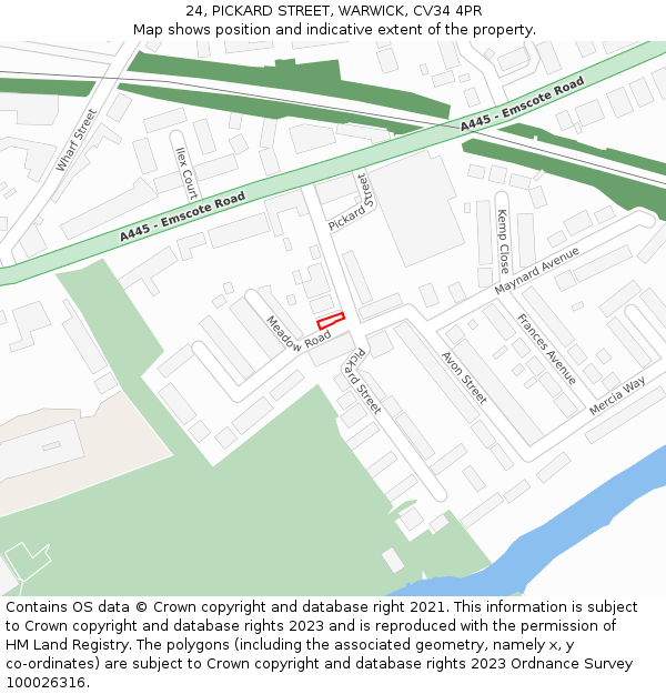 24, PICKARD STREET, WARWICK, CV34 4PR: Location map and indicative extent of plot