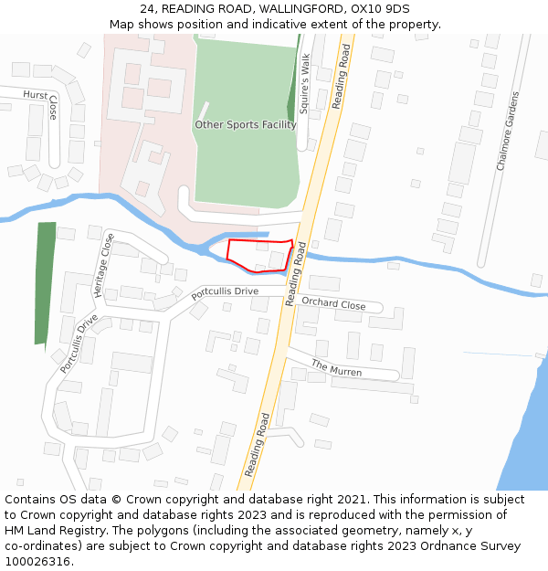 24, READING ROAD, WALLINGFORD, OX10 9DS: Location map and indicative extent of plot