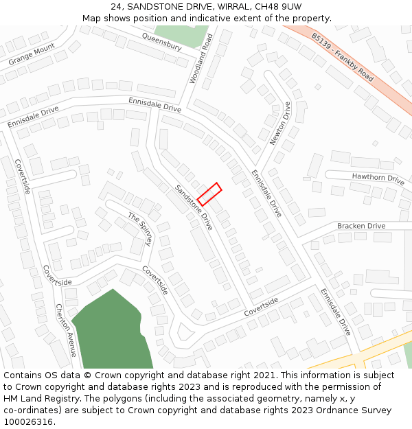 24, SANDSTONE DRIVE, WIRRAL, CH48 9UW: Location map and indicative extent of plot