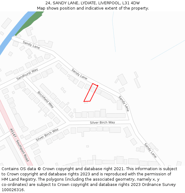 24, SANDY LANE, LYDIATE, LIVERPOOL, L31 4DW: Location map and indicative extent of plot
