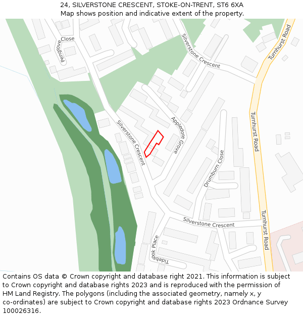 24, SILVERSTONE CRESCENT, STOKE-ON-TRENT, ST6 6XA: Location map and indicative extent of plot