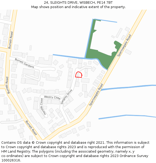 24, SLEIGHTS DRIVE, WISBECH, PE14 7BT: Location map and indicative extent of plot