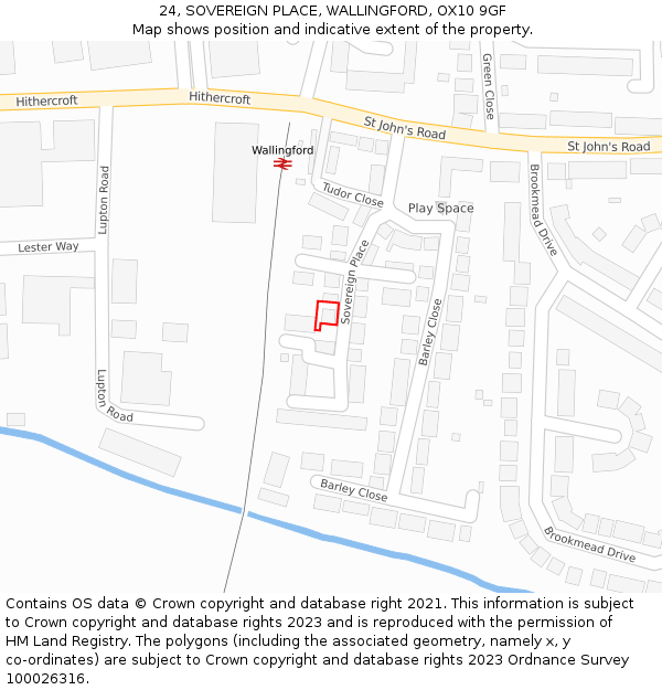 24, SOVEREIGN PLACE, WALLINGFORD, OX10 9GF: Location map and indicative extent of plot