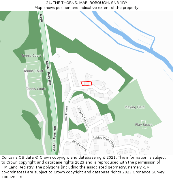 24, THE THORNS, MARLBOROUGH, SN8 1DY: Location map and indicative extent of plot