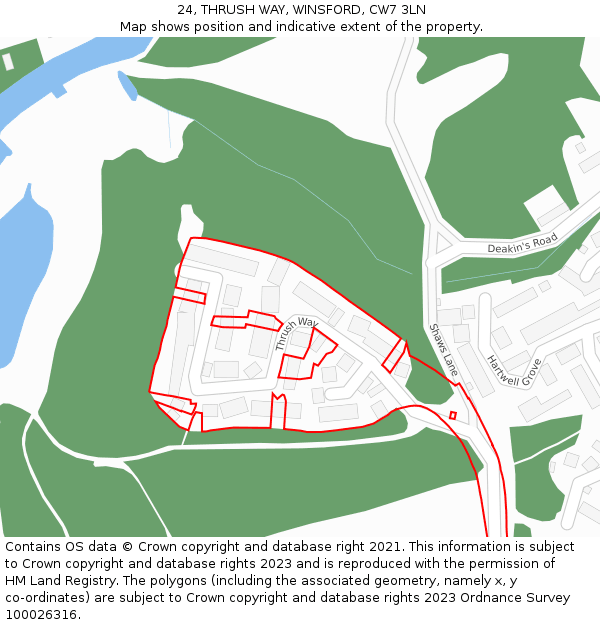 24, THRUSH WAY, WINSFORD, CW7 3LN: Location map and indicative extent of plot