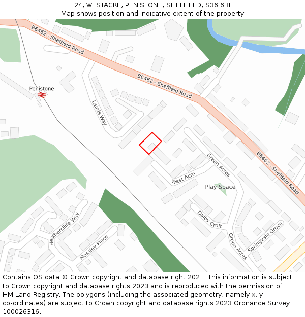 24, WESTACRE, PENISTONE, SHEFFIELD, S36 6BF: Location map and indicative extent of plot