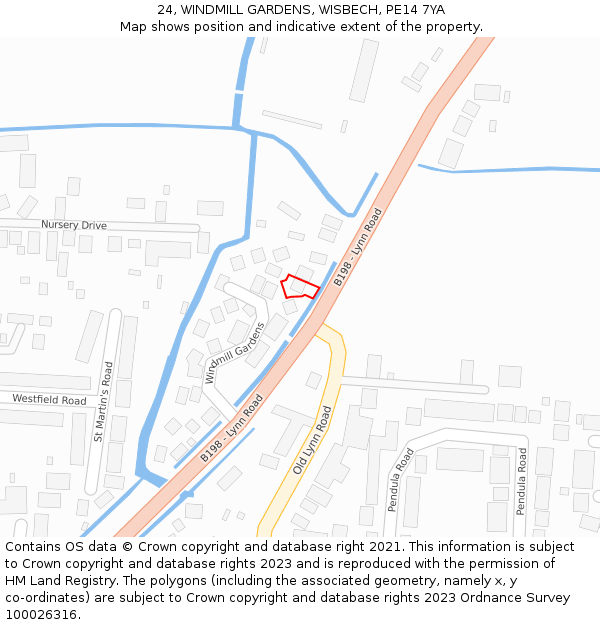 24, WINDMILL GARDENS, WISBECH, PE14 7YA: Location map and indicative extent of plot