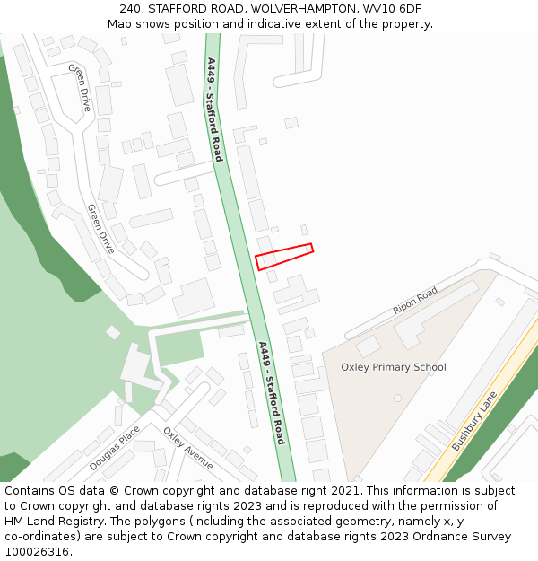 240, STAFFORD ROAD, WOLVERHAMPTON, WV10 6DF: Location map and indicative extent of plot