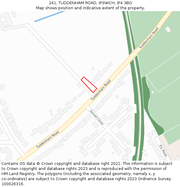241, TUDDENHAM ROAD, IPSWICH, IP4 3BG: Location map and indicative extent of plot