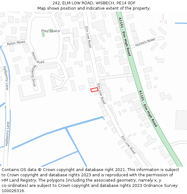 242, ELM LOW ROAD, WISBECH, PE14 0DF: Location map and indicative extent of plot