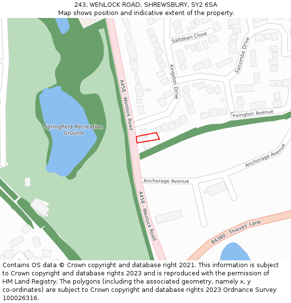 243, WENLOCK ROAD, SHREWSBURY, SY2 6SA: Location map and indicative extent of plot