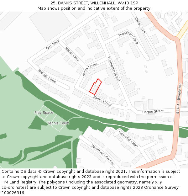 25, BANKS STREET, WILLENHALL, WV13 1SP: Location map and indicative extent of plot