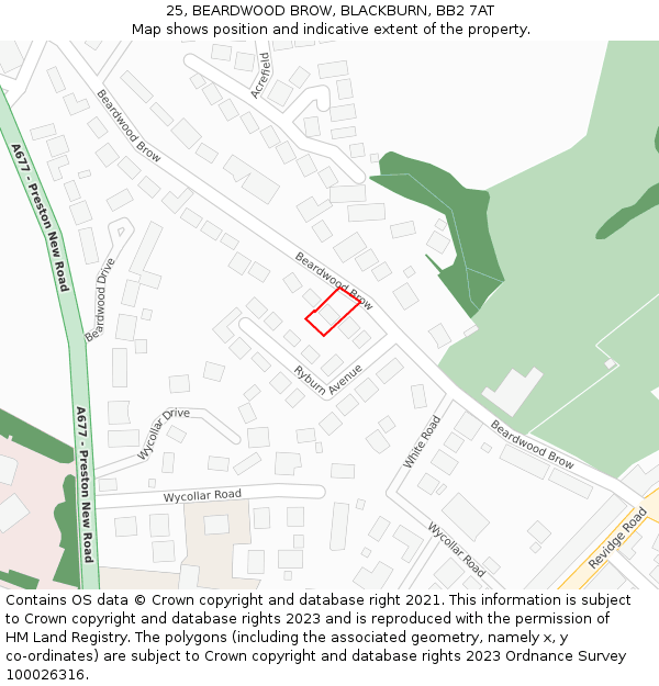 25, BEARDWOOD BROW, BLACKBURN, BB2 7AT: Location map and indicative extent of plot