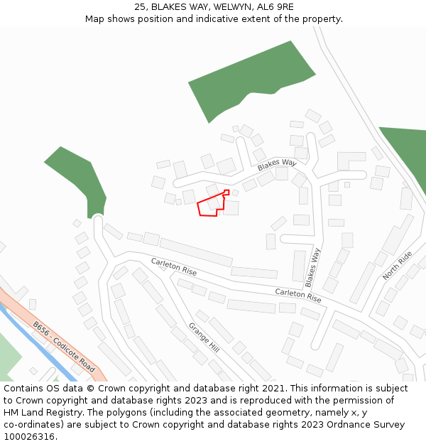 25, BLAKES WAY, WELWYN, AL6 9RE: Location map and indicative extent of plot