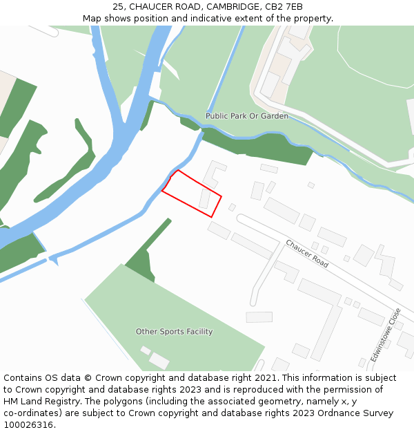 25, CHAUCER ROAD, CAMBRIDGE, CB2 7EB: Location map and indicative extent of plot