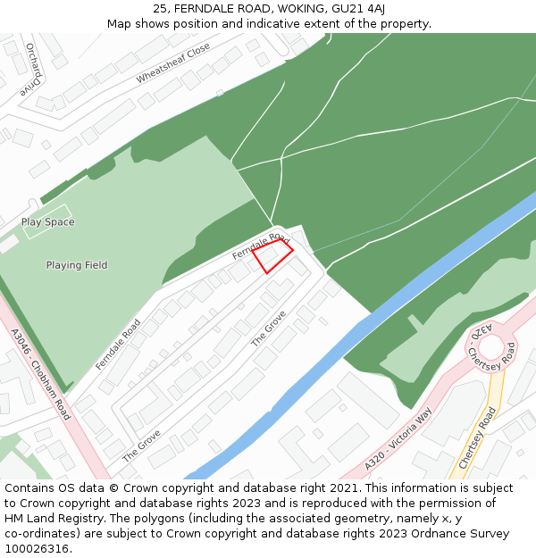 25, FERNDALE ROAD, WOKING, GU21 4AJ: Location map and indicative extent of plot