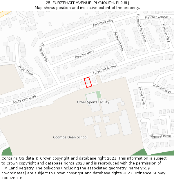 25, FURZEHATT AVENUE, PLYMOUTH, PL9 8LJ: Location map and indicative extent of plot