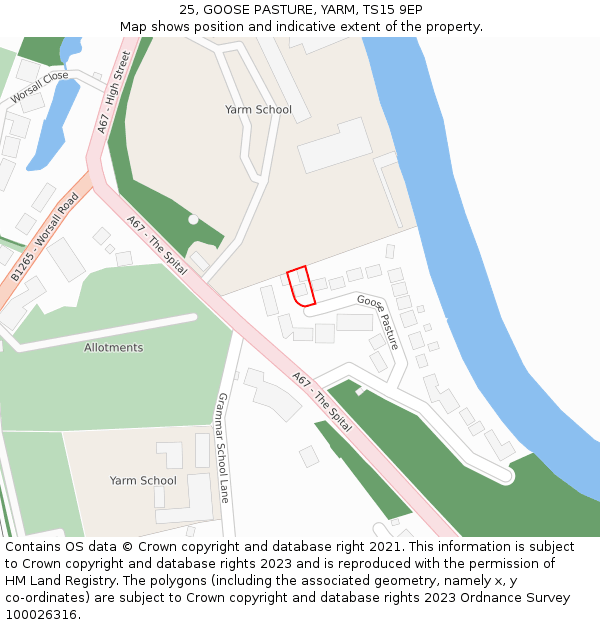 25, GOOSE PASTURE, YARM, TS15 9EP: Location map and indicative extent of plot