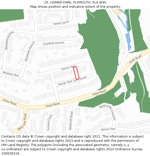 25, HOMER PARK, PLYMOUTH, PL9 9NN: Location map and indicative extent of plot