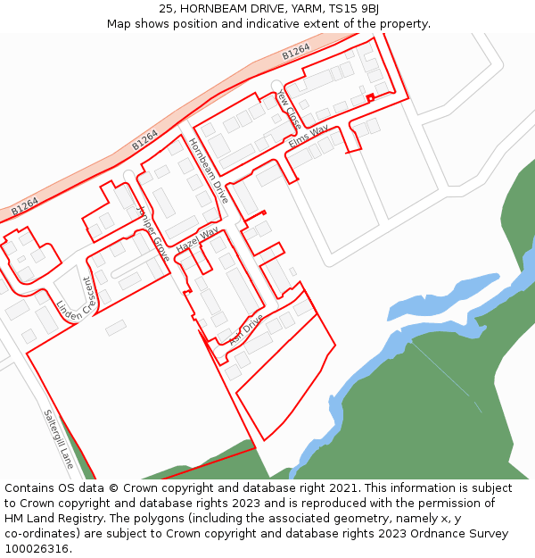 25, HORNBEAM DRIVE, YARM, TS15 9BJ: Location map and indicative extent of plot