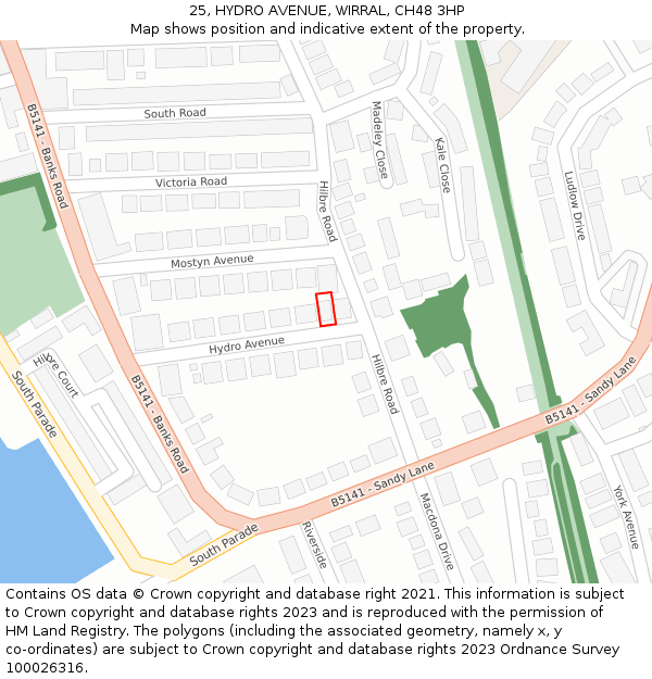 25, HYDRO AVENUE, WIRRAL, CH48 3HP: Location map and indicative extent of plot