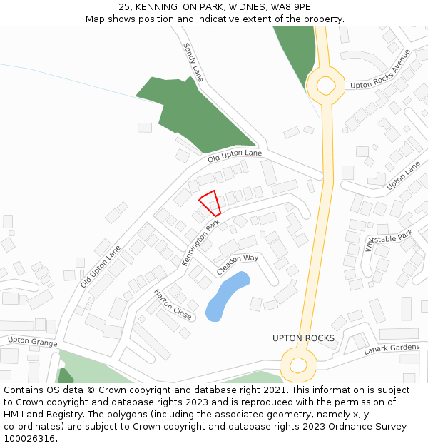 25, KENNINGTON PARK, WIDNES, WA8 9PE: Location map and indicative extent of plot