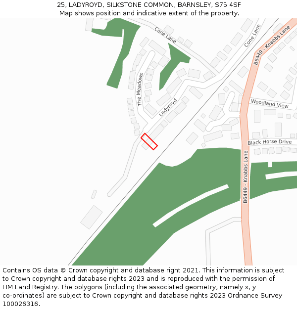 25, LADYROYD, SILKSTONE COMMON, BARNSLEY, S75 4SF: Location map and indicative extent of plot