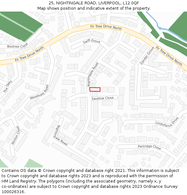 25, NIGHTINGALE ROAD, LIVERPOOL, L12 0QF: Location map and indicative extent of plot