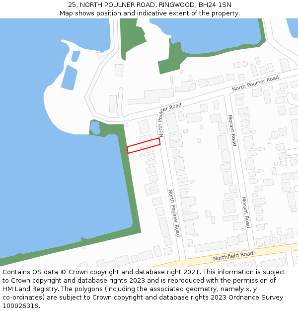 25, NORTH POULNER ROAD, RINGWOOD, BH24 1SN: Location map and indicative extent of plot