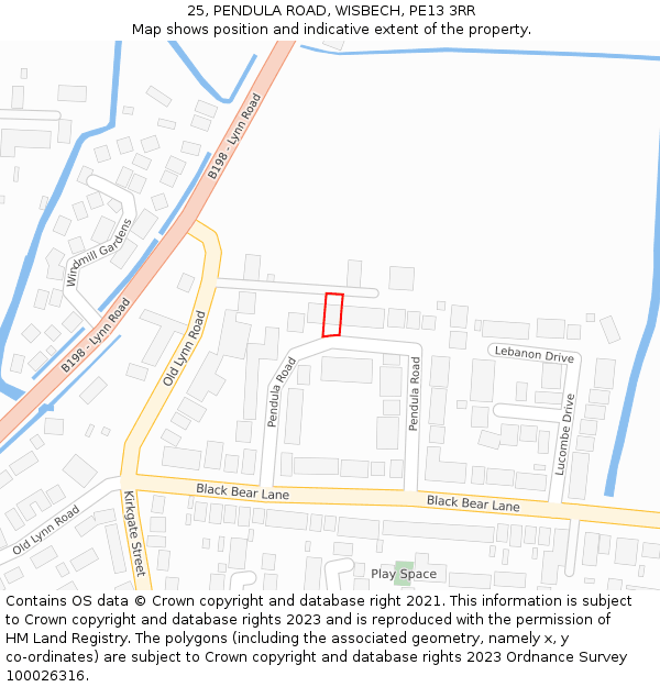 25, PENDULA ROAD, WISBECH, PE13 3RR: Location map and indicative extent of plot